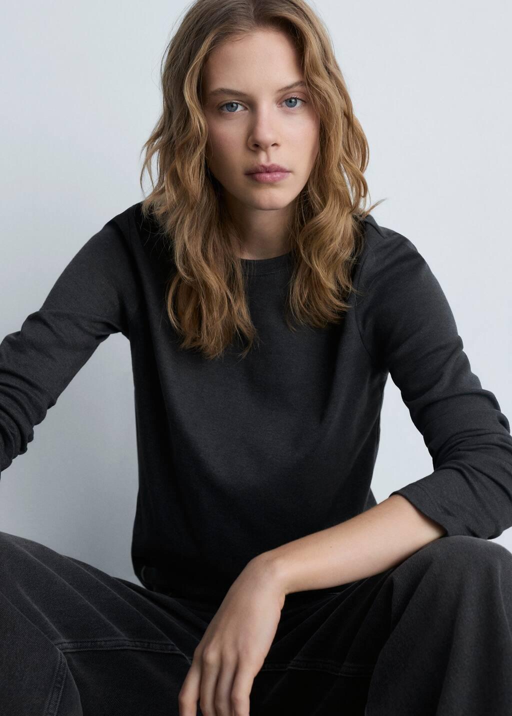 Grey Fine Round Neck T-Shirt, , large image number 0