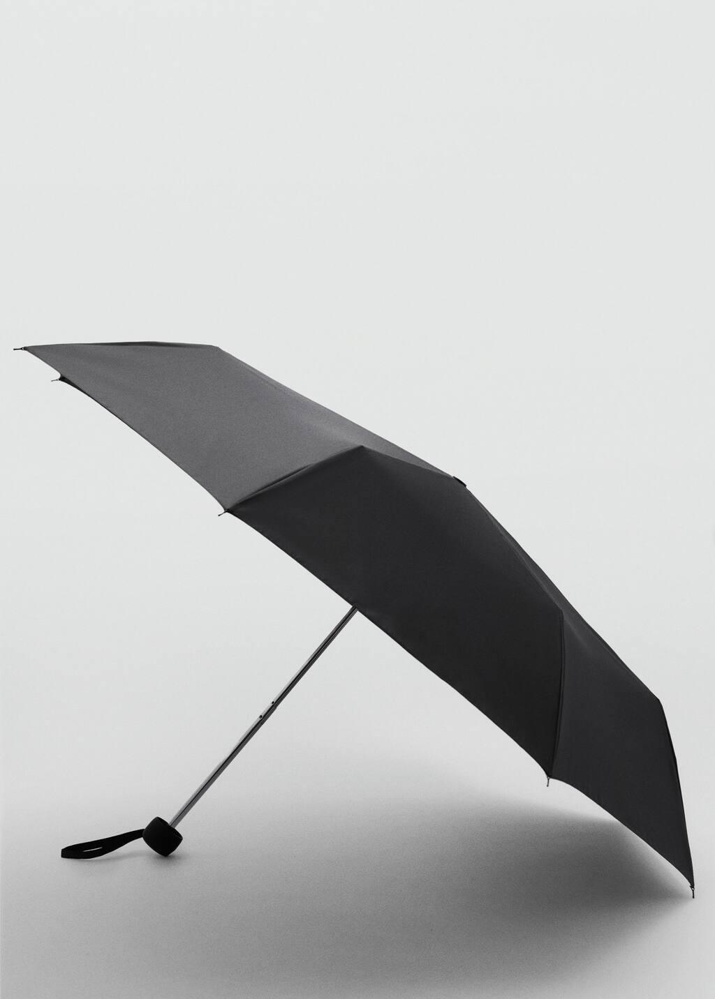 Black Foldable Umbrella, Plain, Black, large image number 0