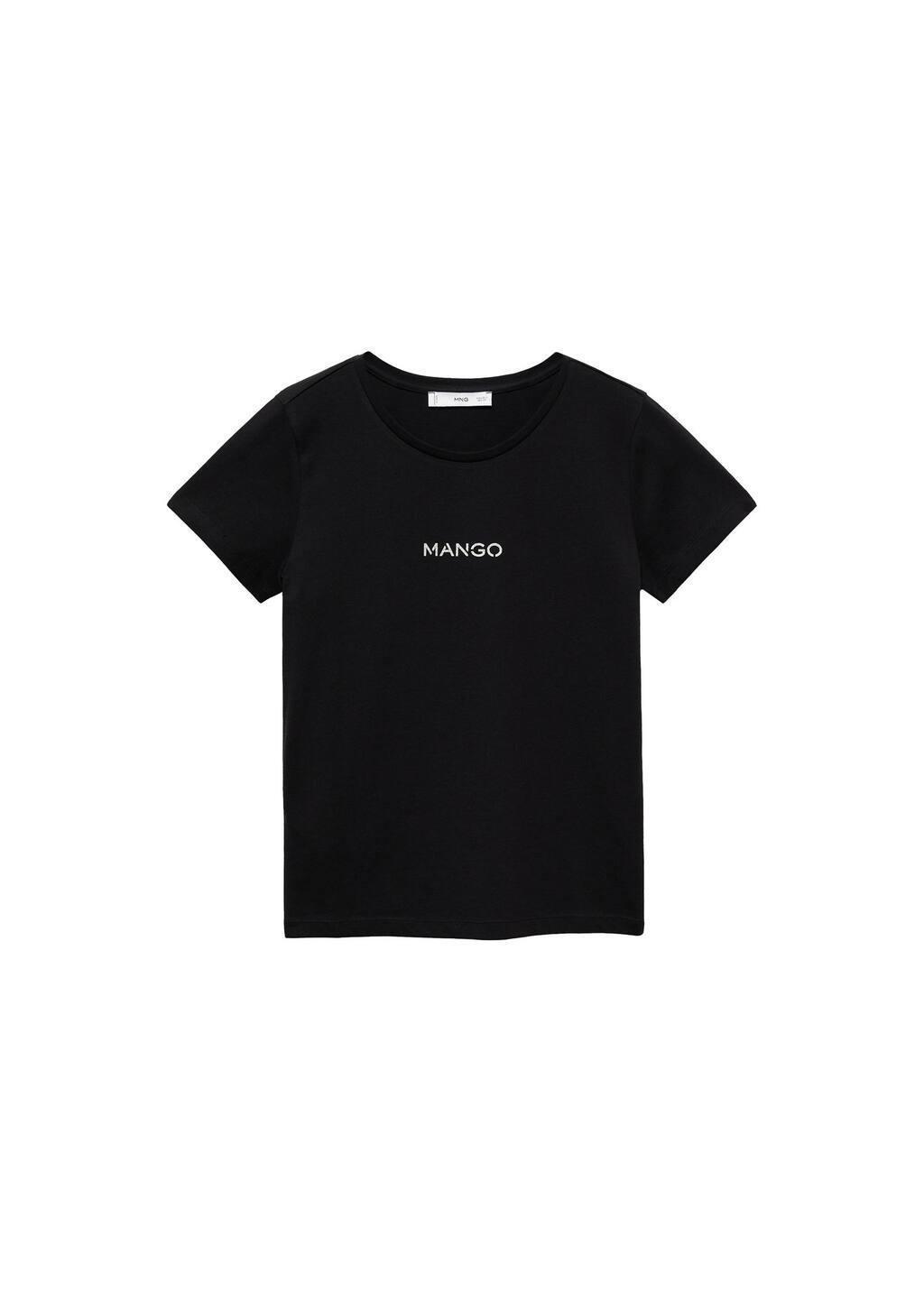 Black Logo Print Cotton T-Shirt, , large image number 3
