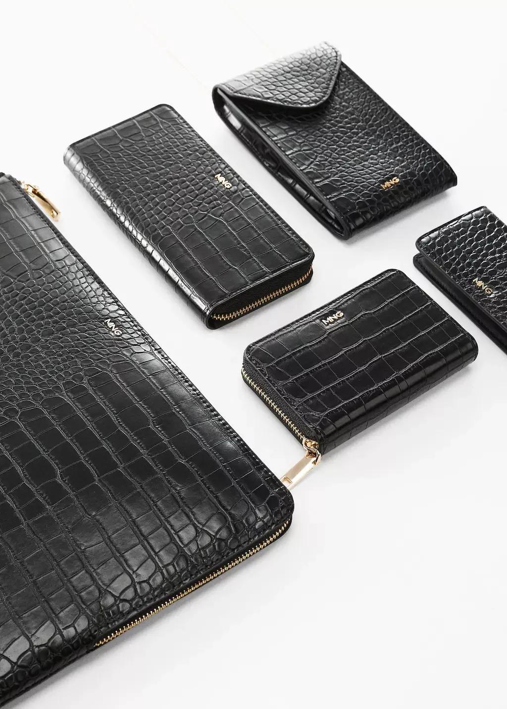 Black Croco Leather Effect Laptop Case, Black, large image number 6