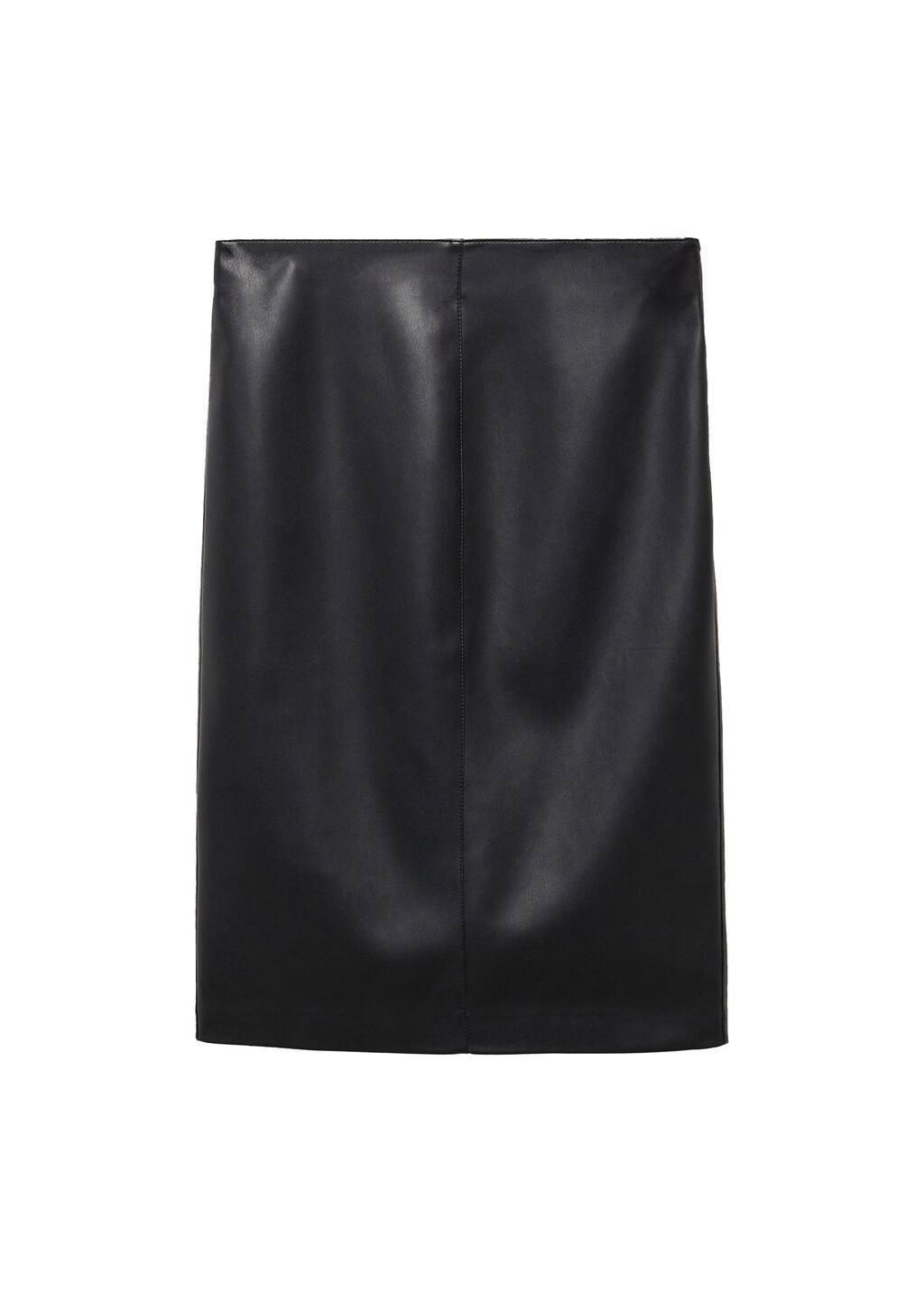 BLACK Faux-leather pencil skirt, , large image number 4