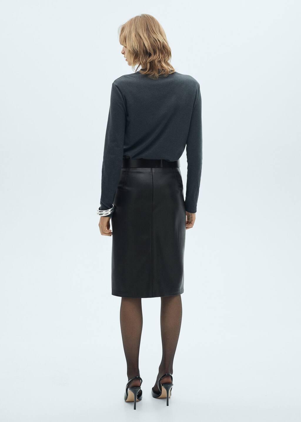 BLACK Faux-leather pencil skirt, , large image number 9