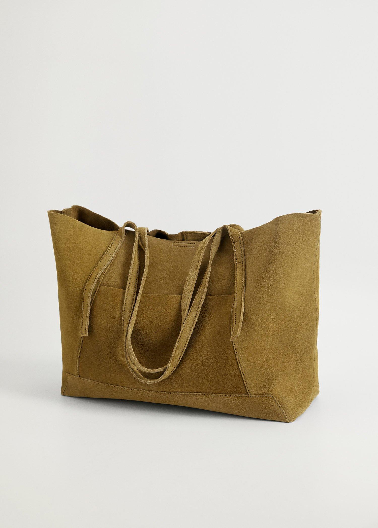 Khaki Leather Shopper Bag, Women, , large image number 0