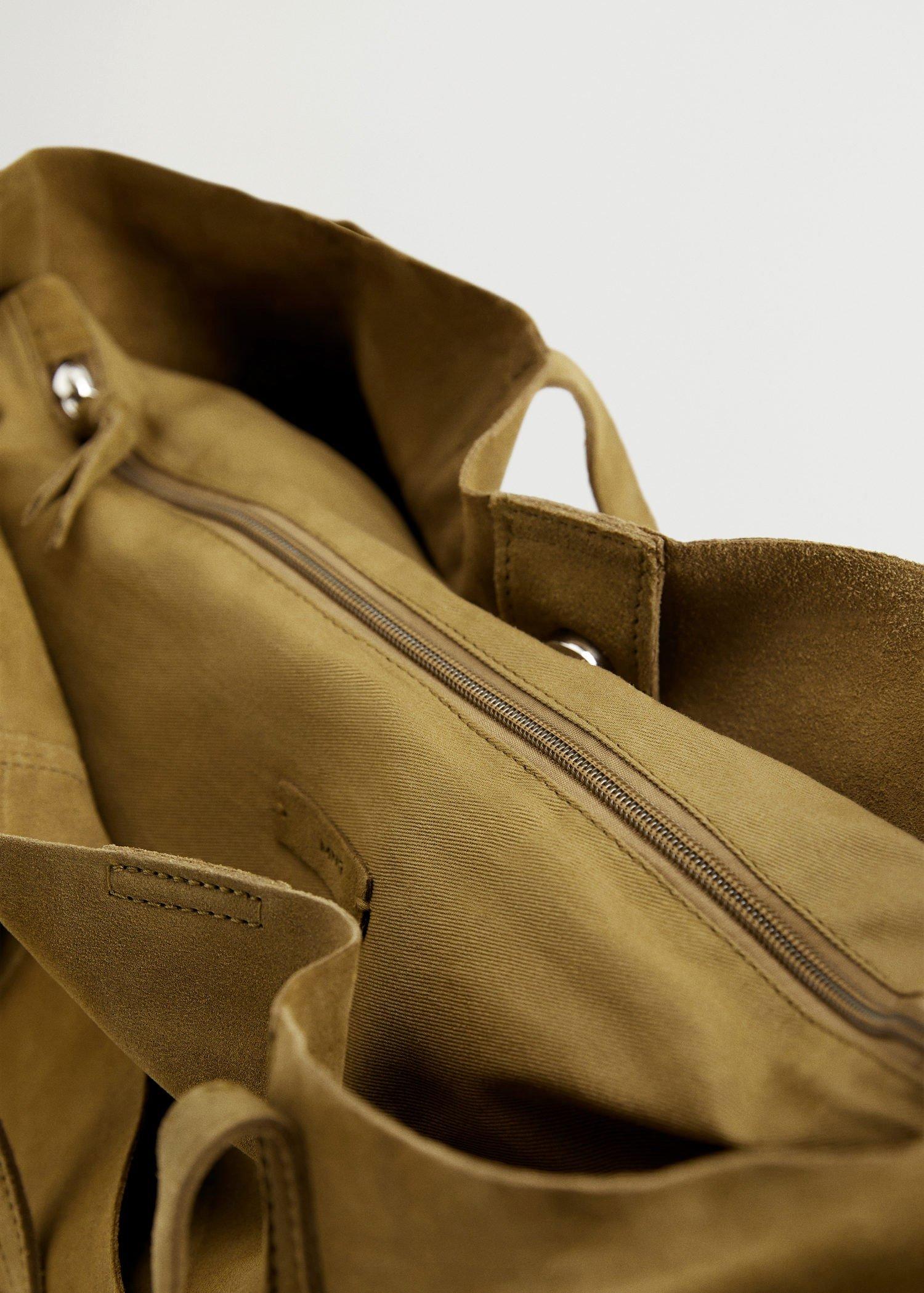Khaki Leather Shopper Bag, Women, , large image number 3