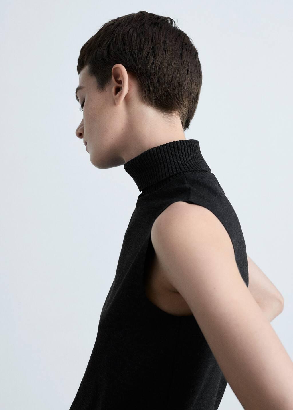 Grey Turtleneck Knitted Top, , large image number 1