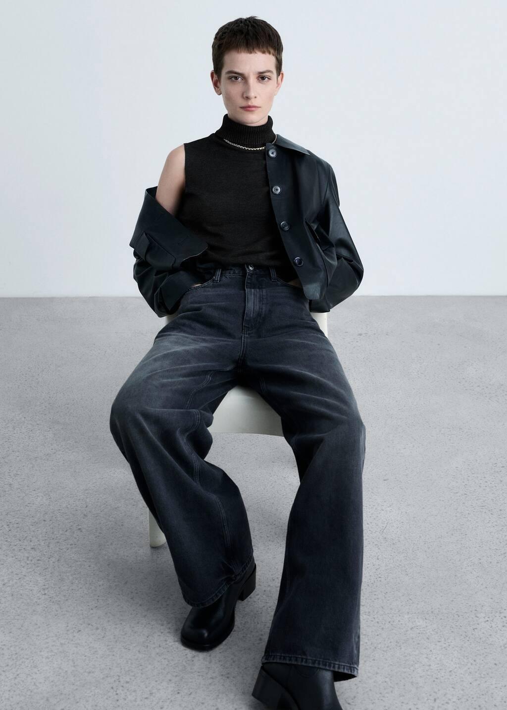 Grey Turtleneck Knitted Top, , large image number 2