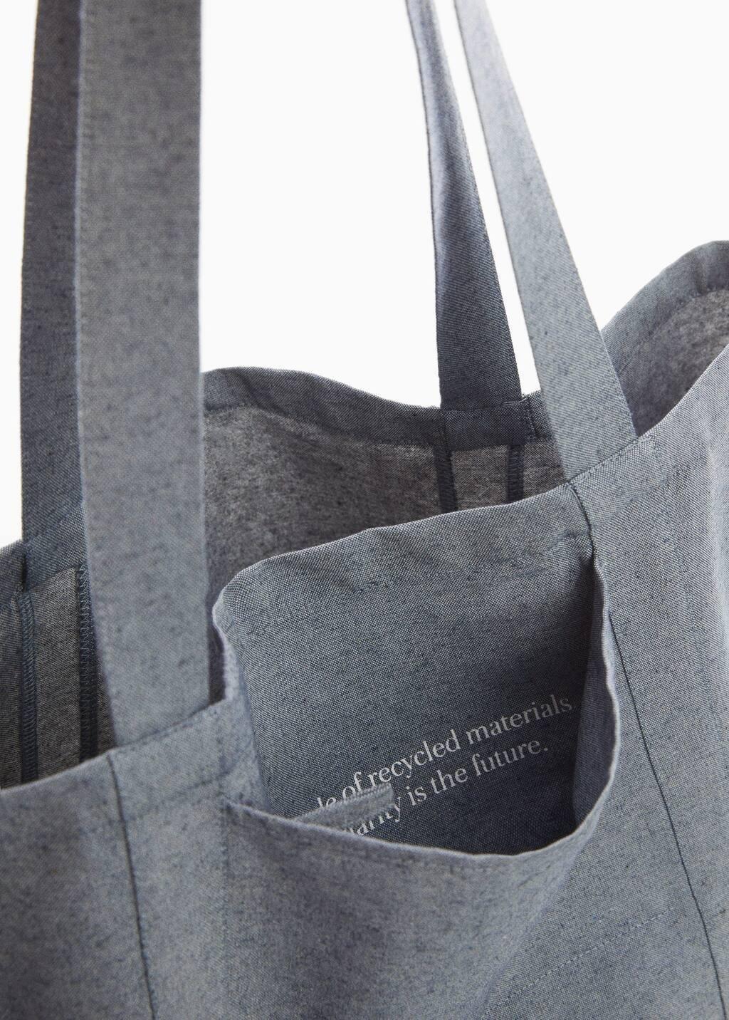Blue Fabric Shopping Bag, Open Blue, large image number 2