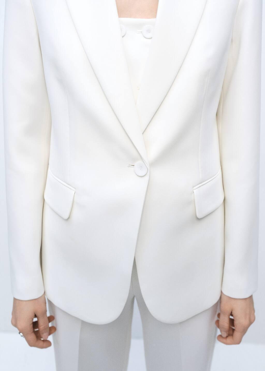 White Structured Suit Jacket, , large image number 2