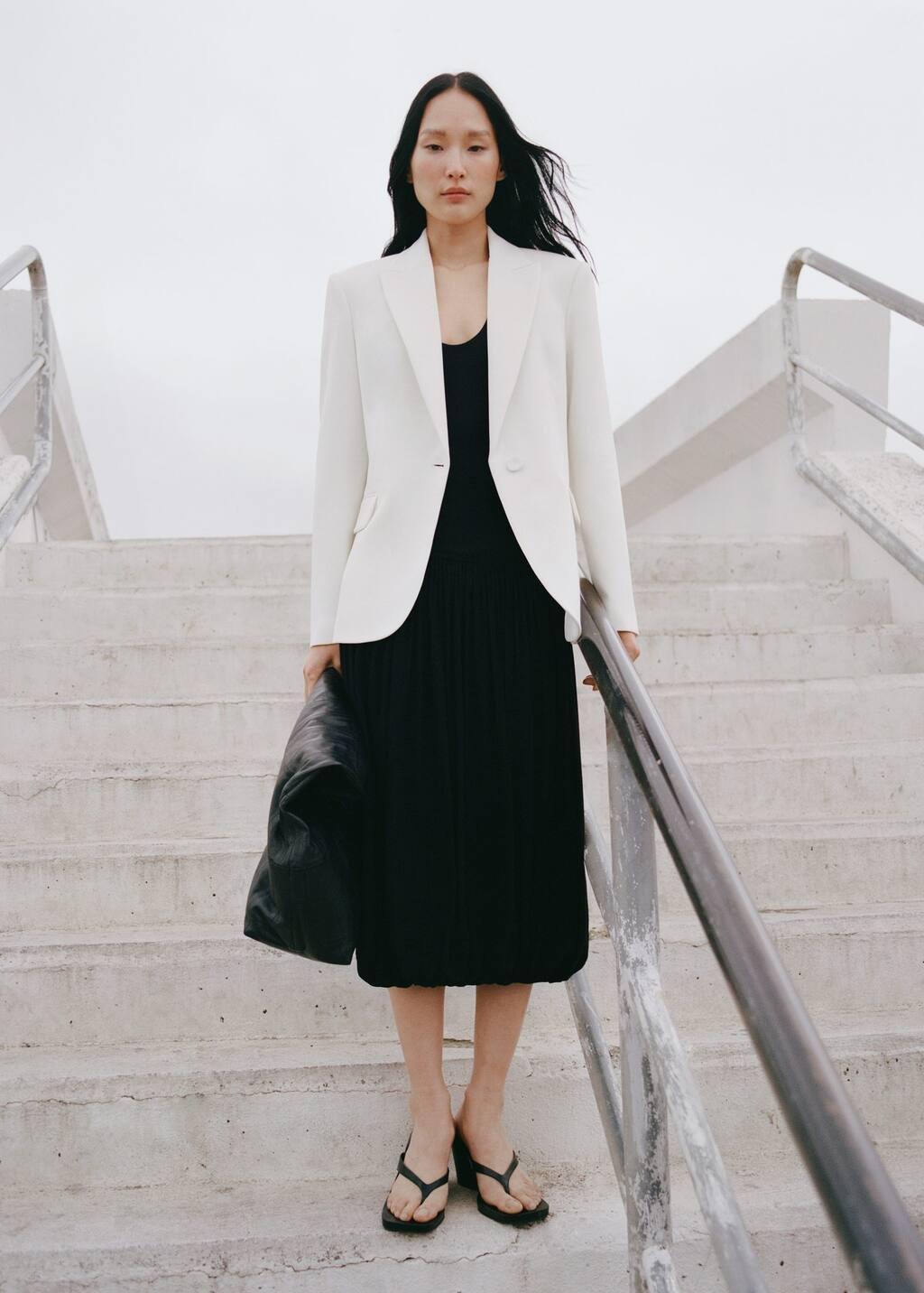 White Structured Suit Jacket, , large image number 4