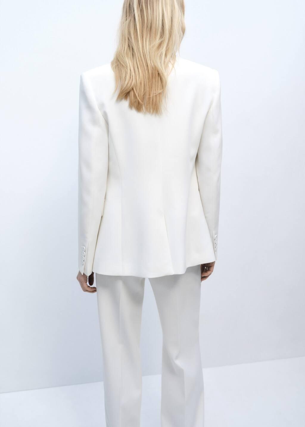 White Structured Suit Jacket, , large image number 6