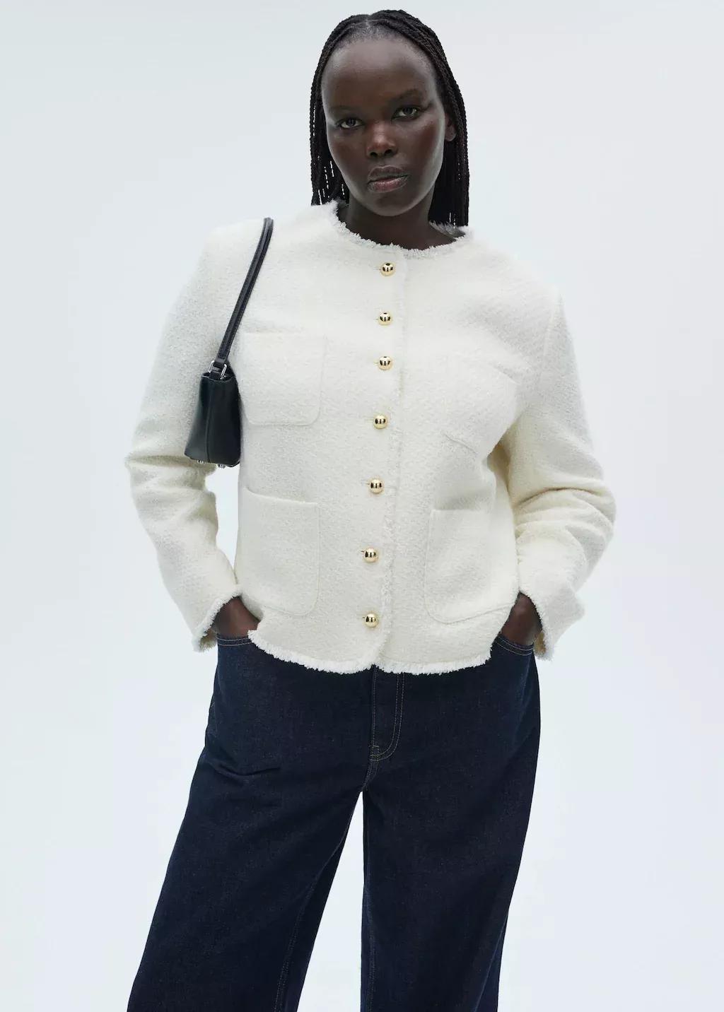 Beige Tweed Jacket With Jewel Buttons, , large image number 6