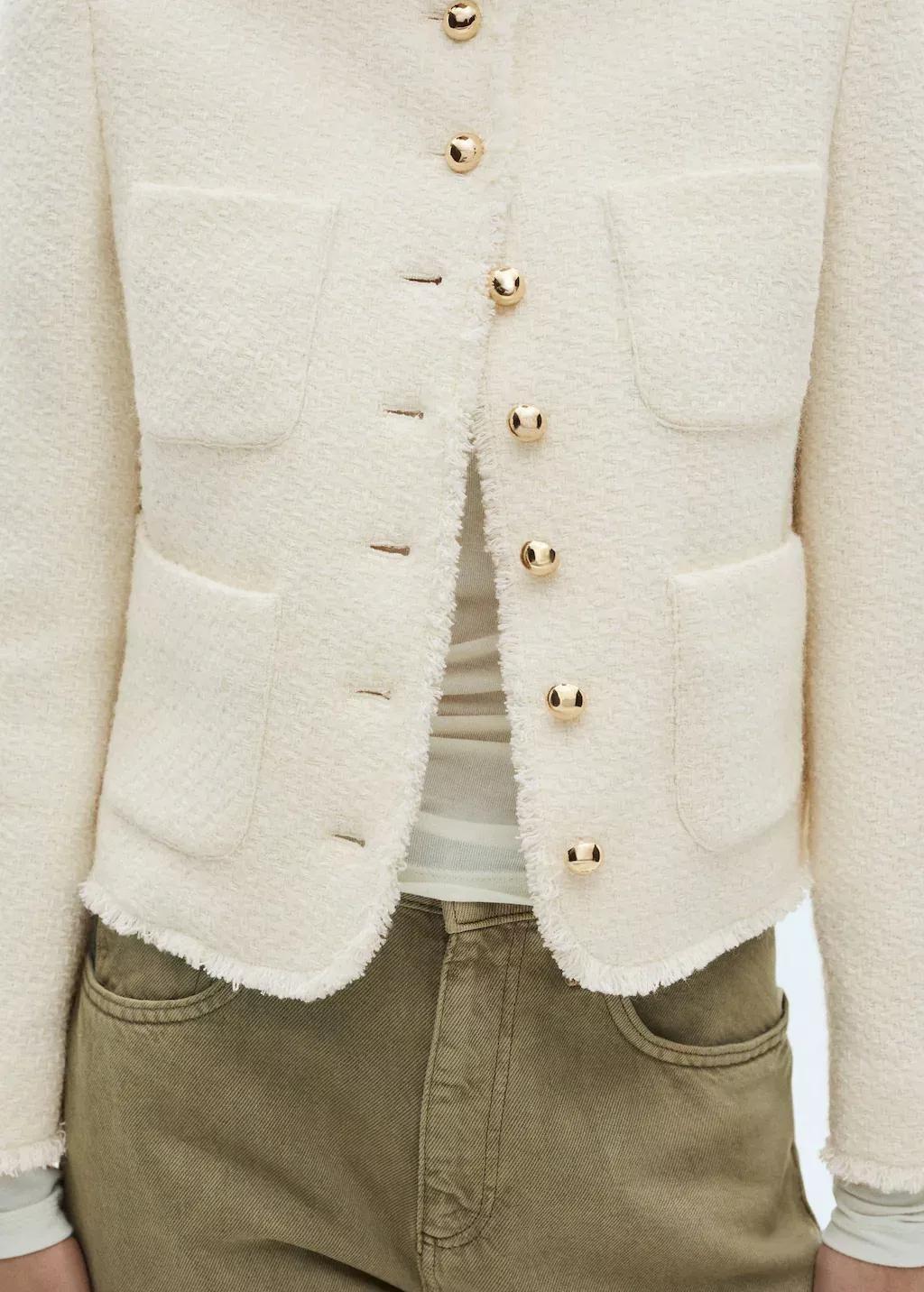 Beige Tweed Jacket With Jewel Buttons, , large image number 7