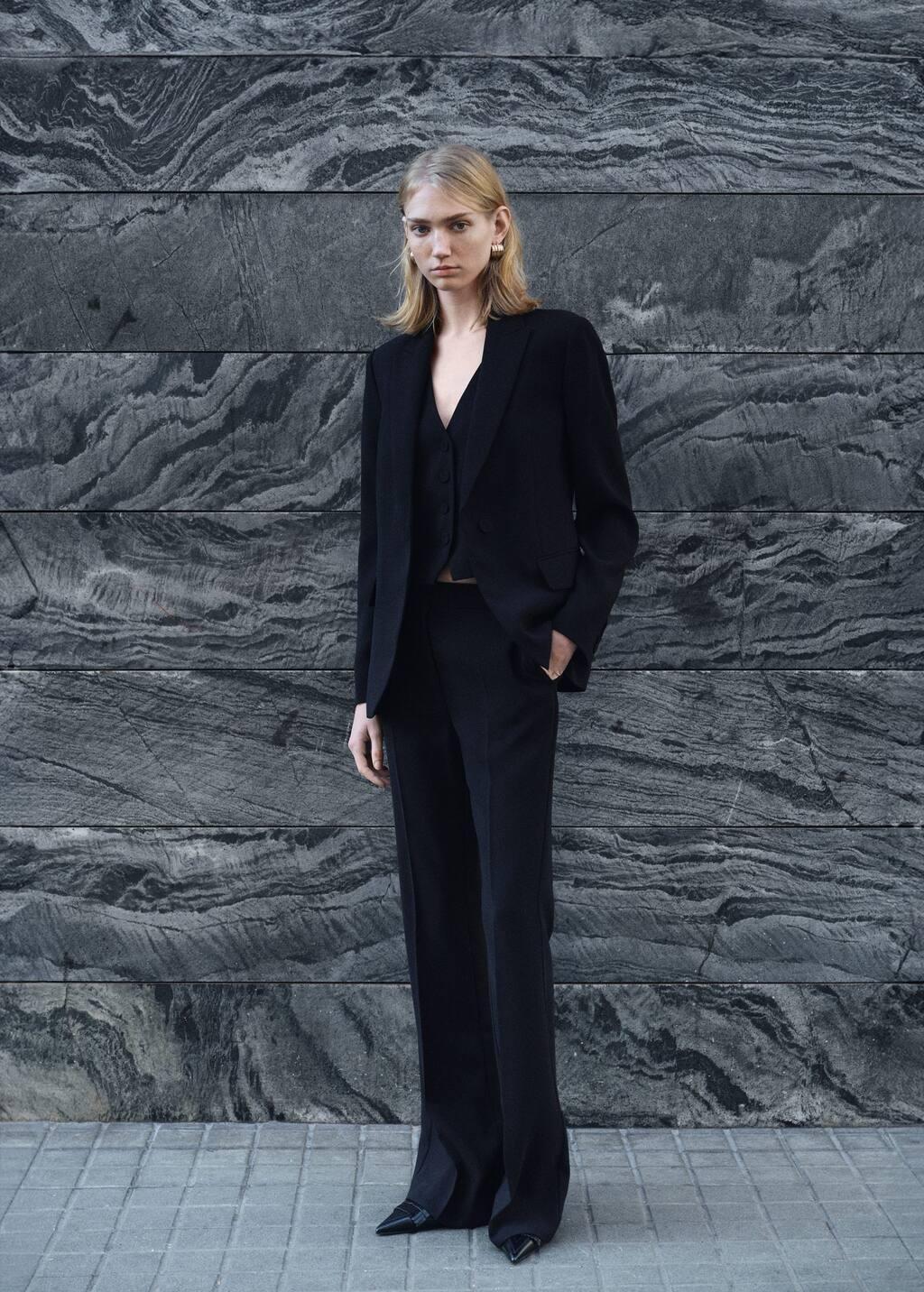 Black Structured Suit Jacket, , large image number 7