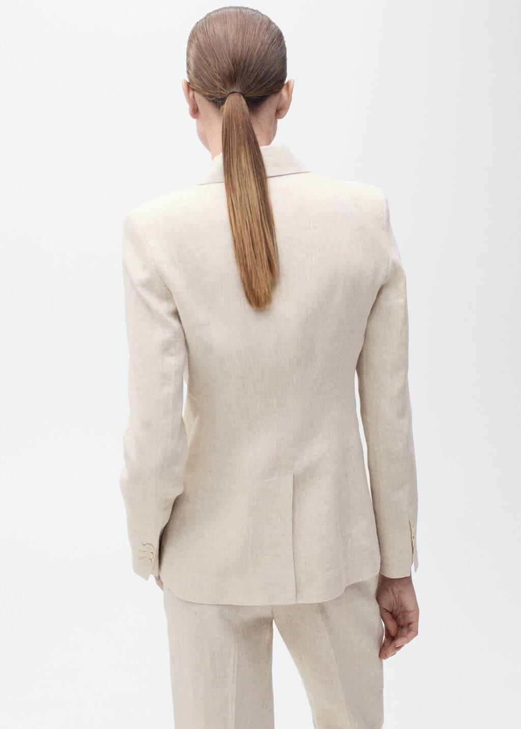 Grey Linen Suit Jacket, Light Pastel Grey, large image number 5