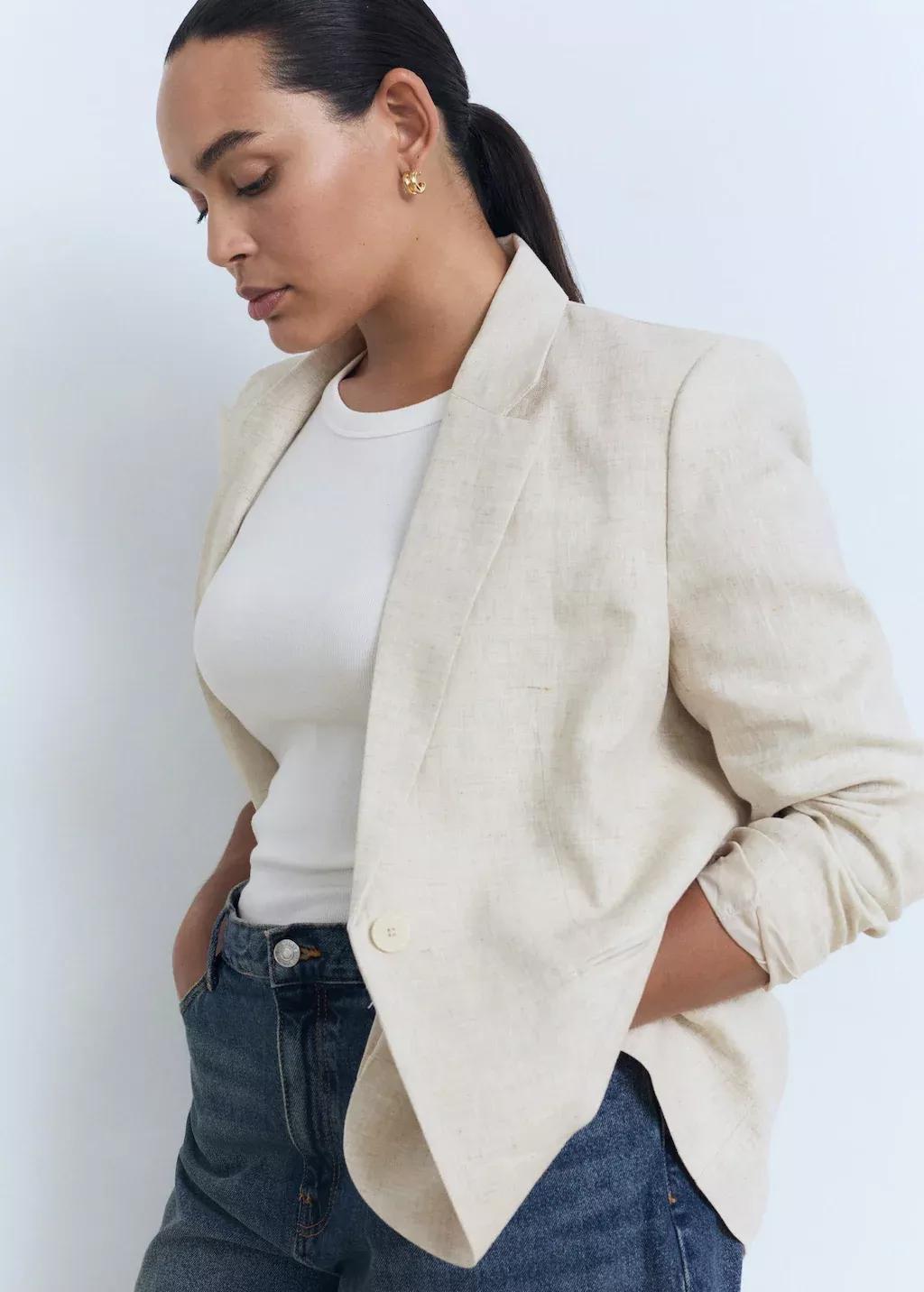 Grey Lt Pastel Linen Suit Jacket, , large image number 7