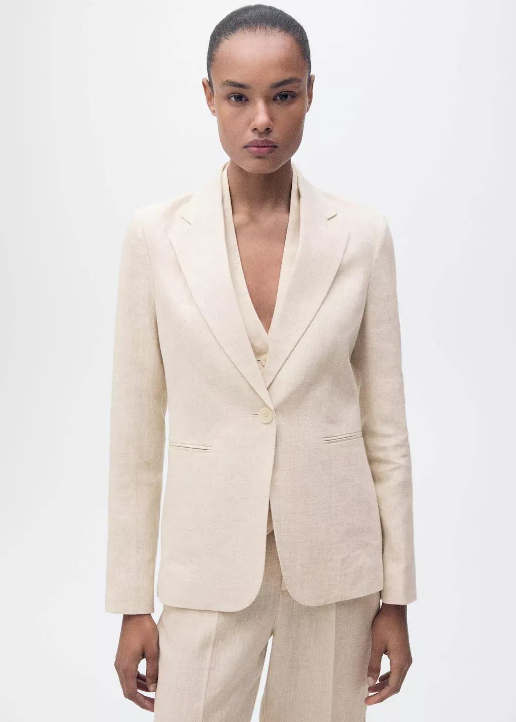 Grey Lt Pastel Linen Suit Jacket, , large image number 8