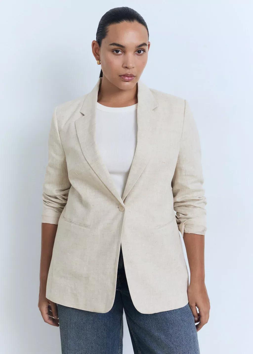 Grey Lt Pastel Linen Suit Jacket, , large image number 9