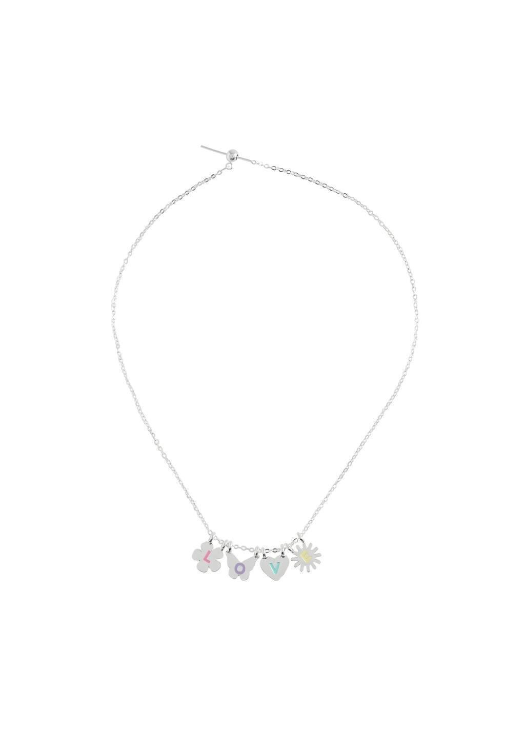 Silver Love Necklace, Kids Girl, Silver, large image number 0