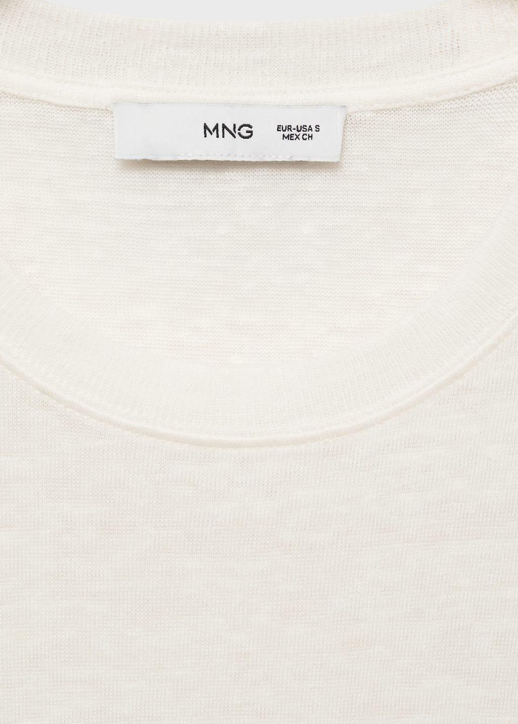 White Short-Sleeved Linen T-Shirt, , large image number 4