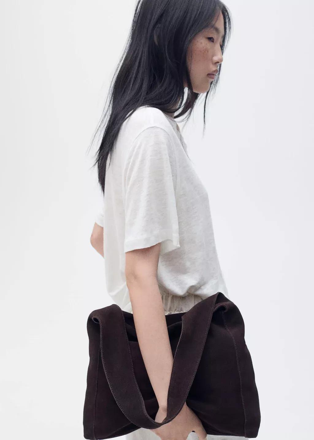 White Short-Sleeved Linen T-Shirt, , large image number 5