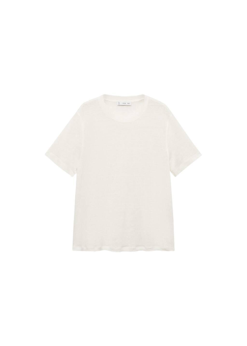 White Short-Sleeved Linen T-Shirt, , large image number 8