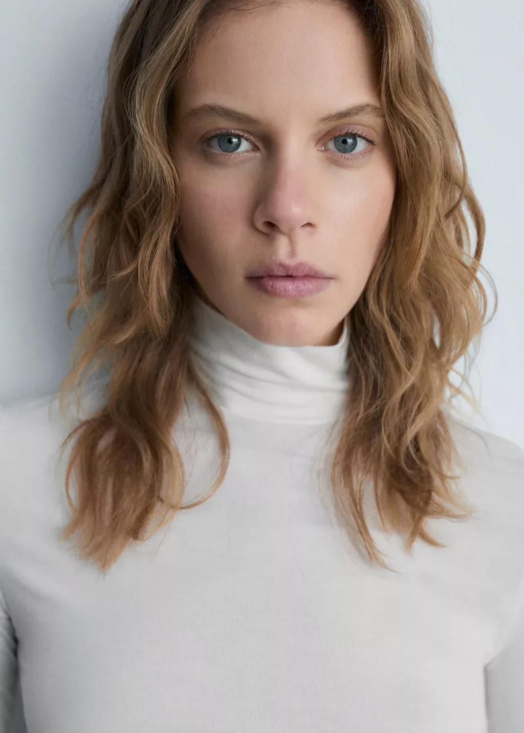 White Turtleneck T-Shirt, , large image number 1