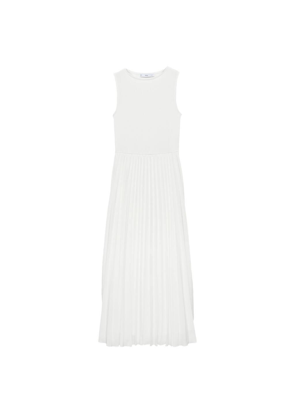 White Pleated Long Dress, , large image number 3