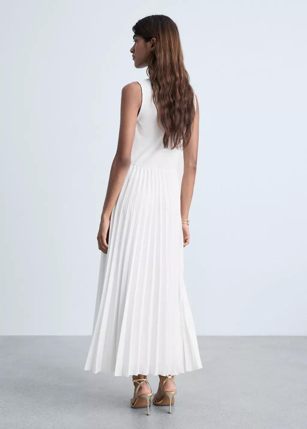 White Pleated Long Dress, , large image number 4