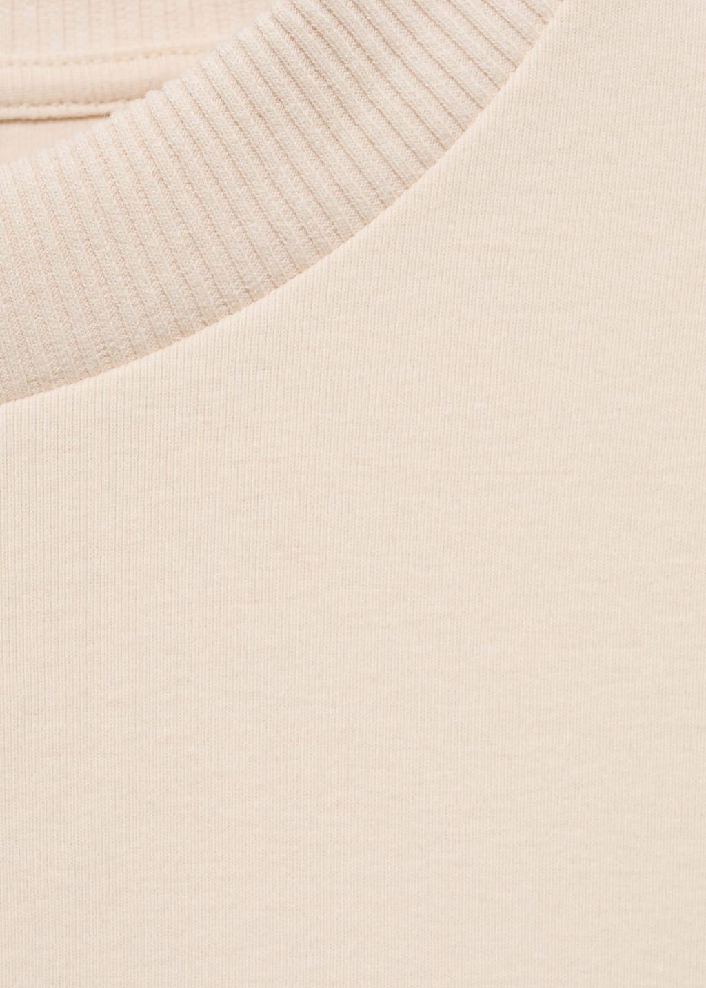 Beige Short Sleeve Cotton Blend T-Shirt, , large image number 2
