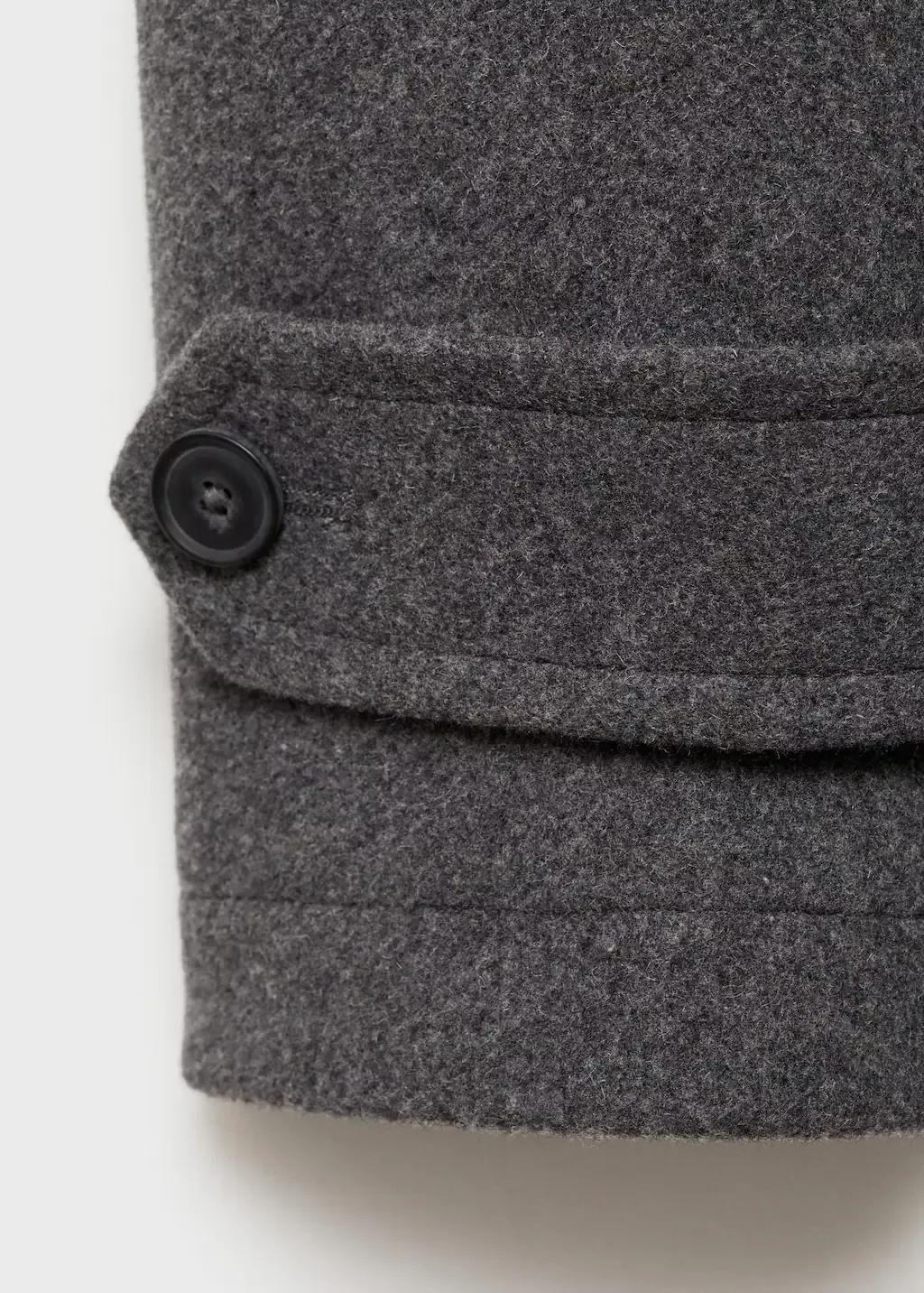 MEDIUM GREY Wool double-breasted coat, , large image number 6