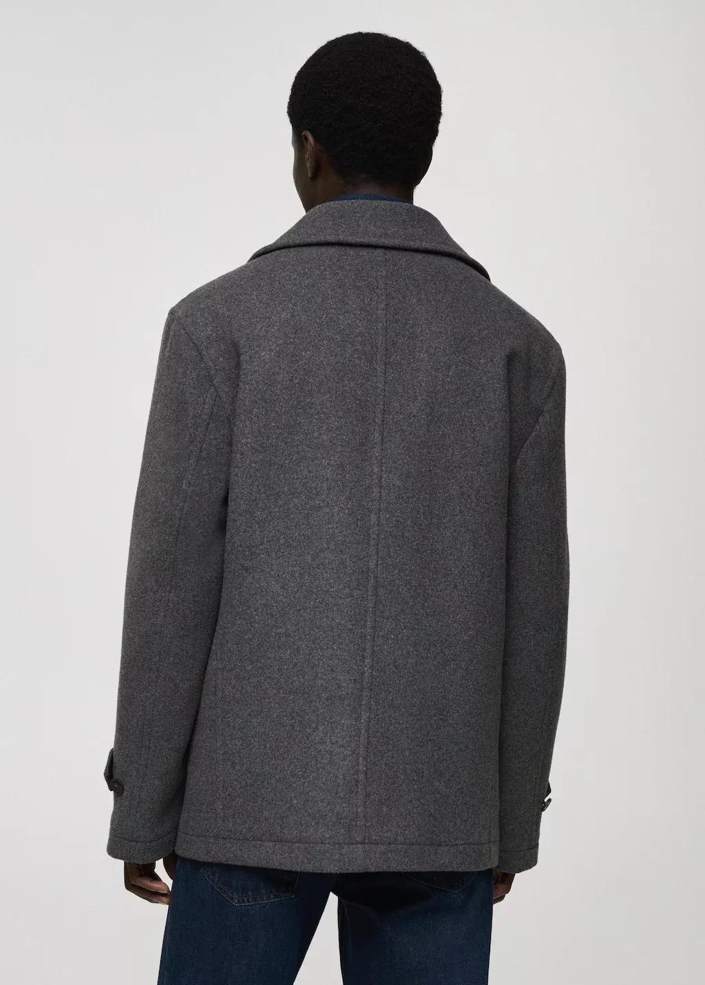 MEDIUM GREY Wool double-breasted coat, , large image number 7