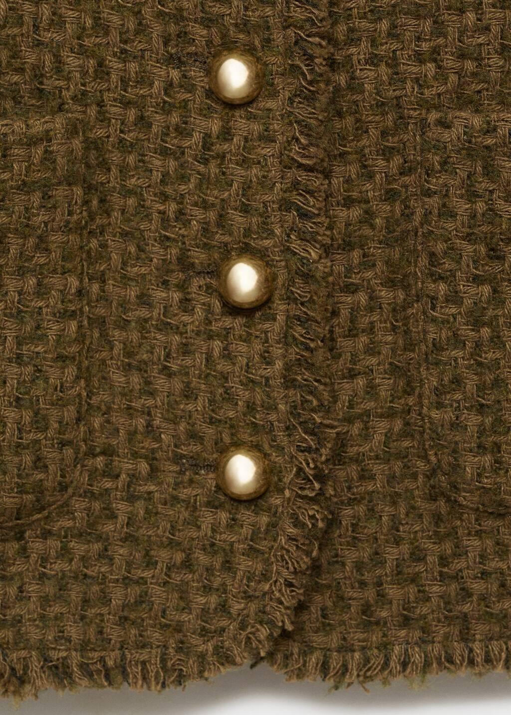 Khaki Tweed Jacket With Jewel Buttons, Beige - Khaki, medium