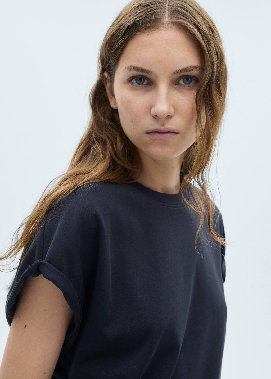 Navy Short-Sleeved Cotton T-Shirt, , large image number 1