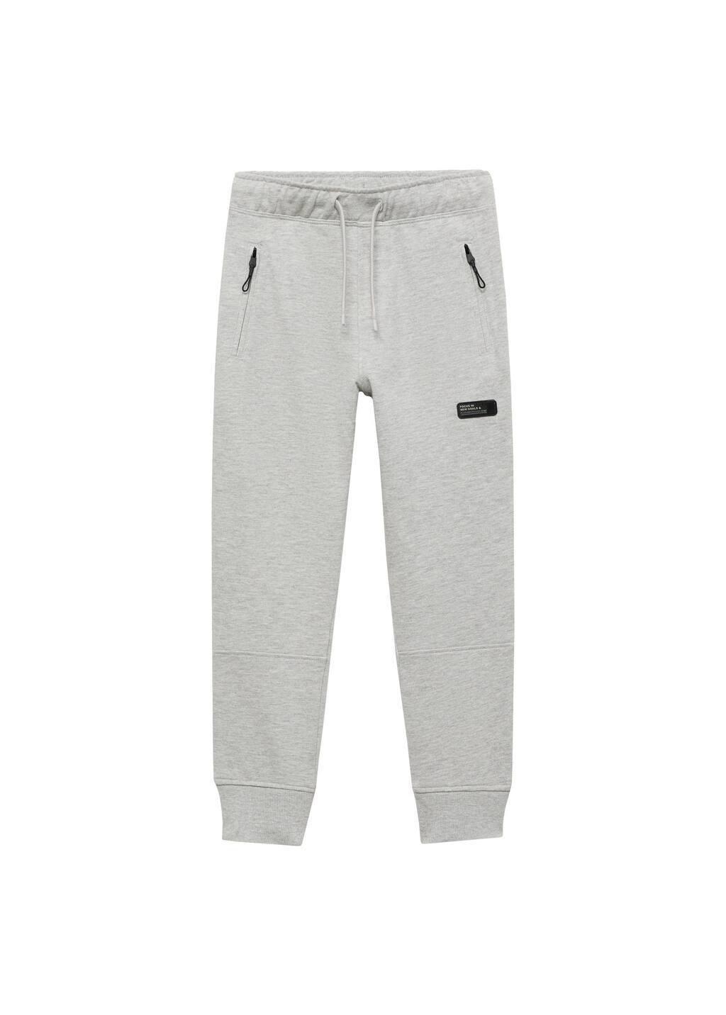 Grey Cotton Jogger-Style Trousers, Kids Boy, , large image number 1