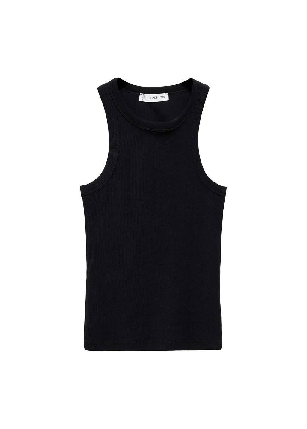 Black Ribbed Tank Top, , large image number 3