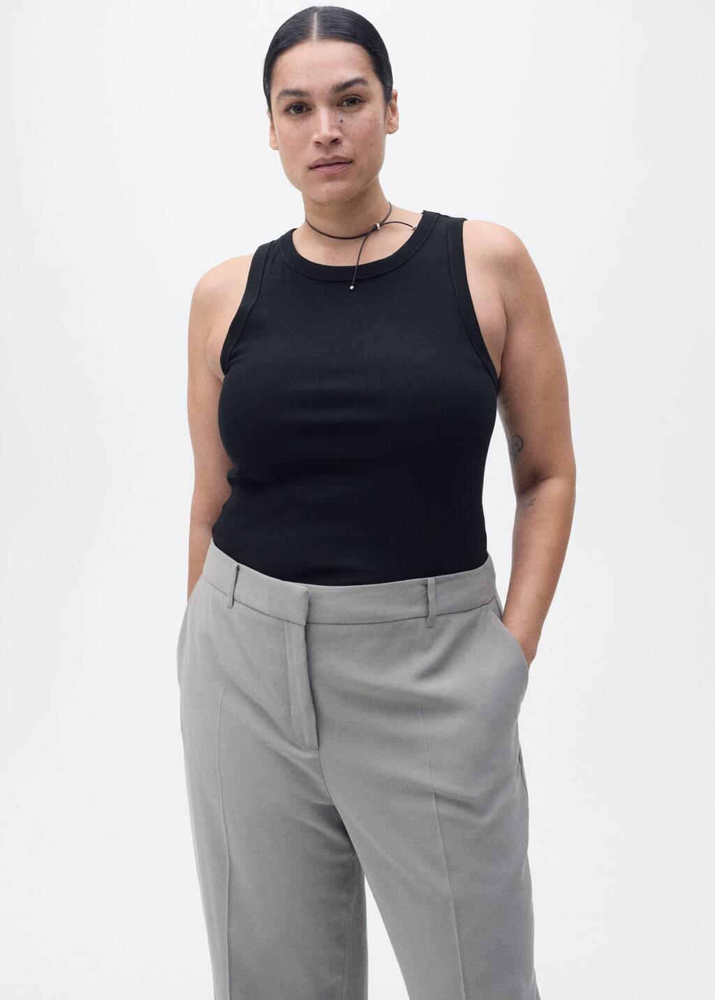Black Ribbed Tank Top, , large image number 8