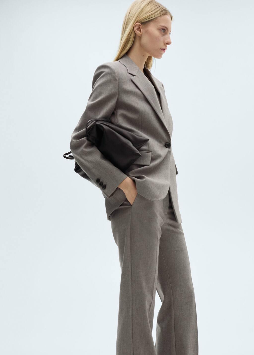 Grey Straight Suit Trousers, , large image number 2