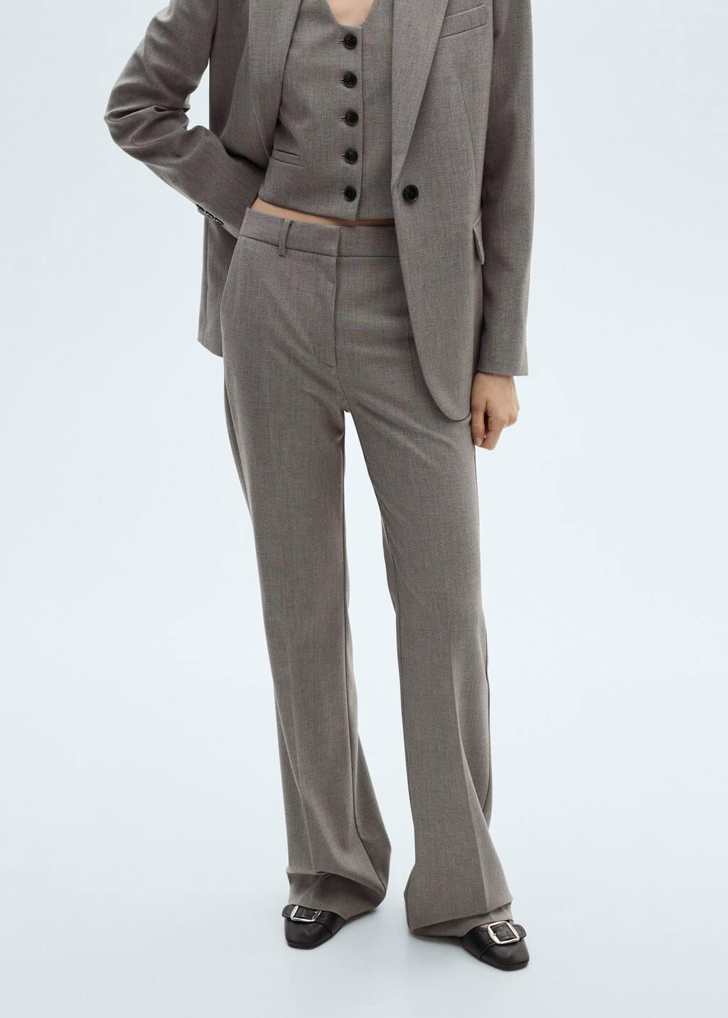 Grey Straight Suit Trousers, , large image number 7