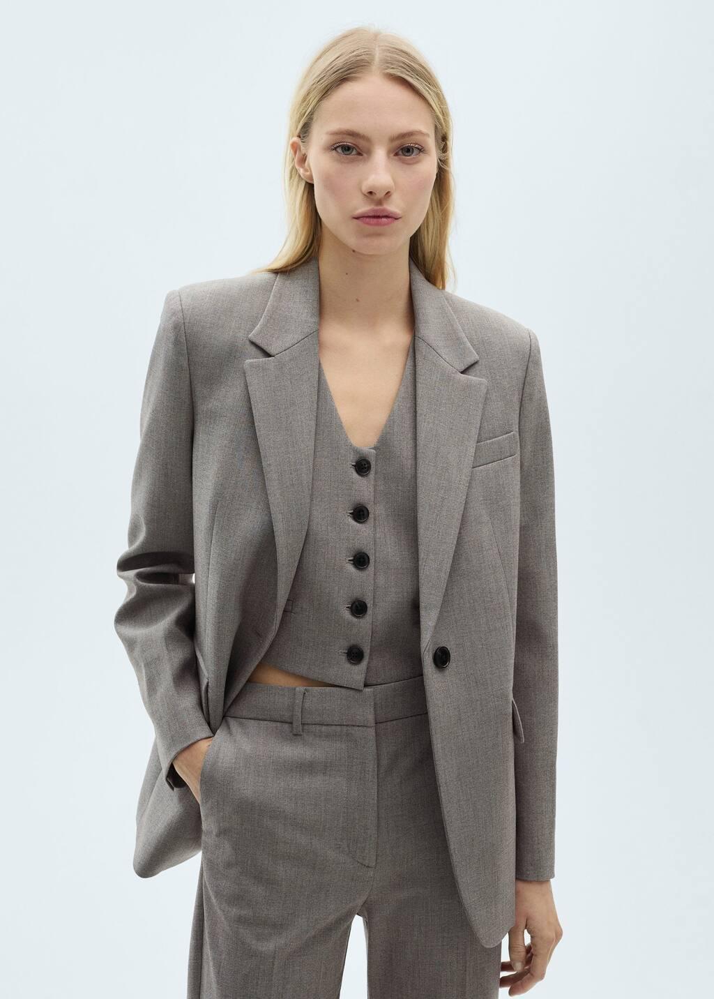 Grey Straight Suit Trousers, , large image number 9