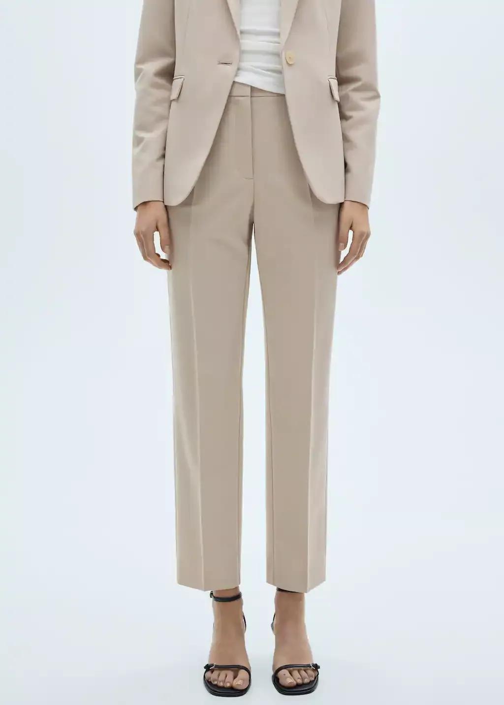 Grey Lt Pastel Straight Suit Trousers, , medium