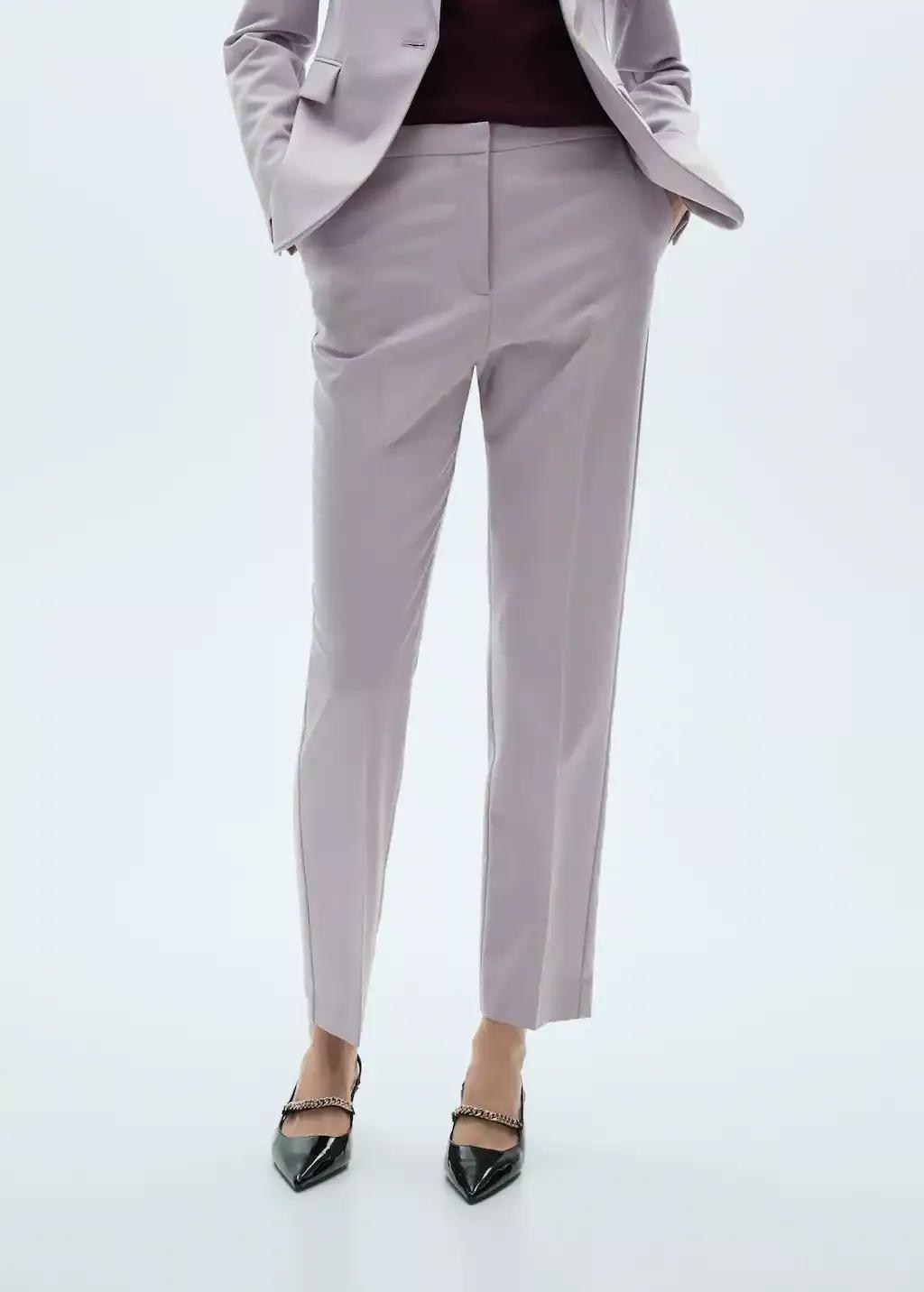 Purple Lt-Pastel Straight Suit Trousers, , medium