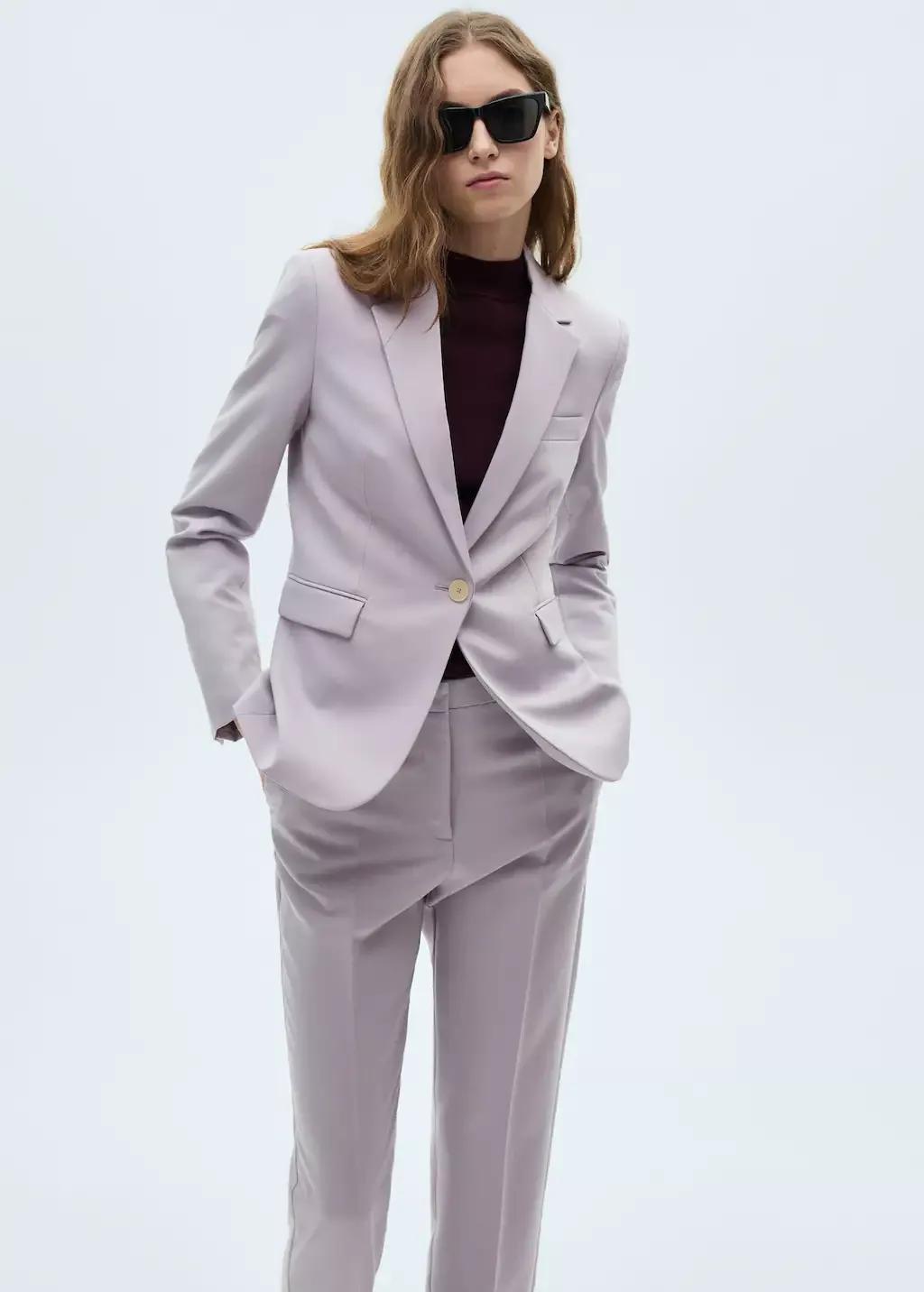 Purple Lt-Pastel Straight Suit Trousers, , large image number 1