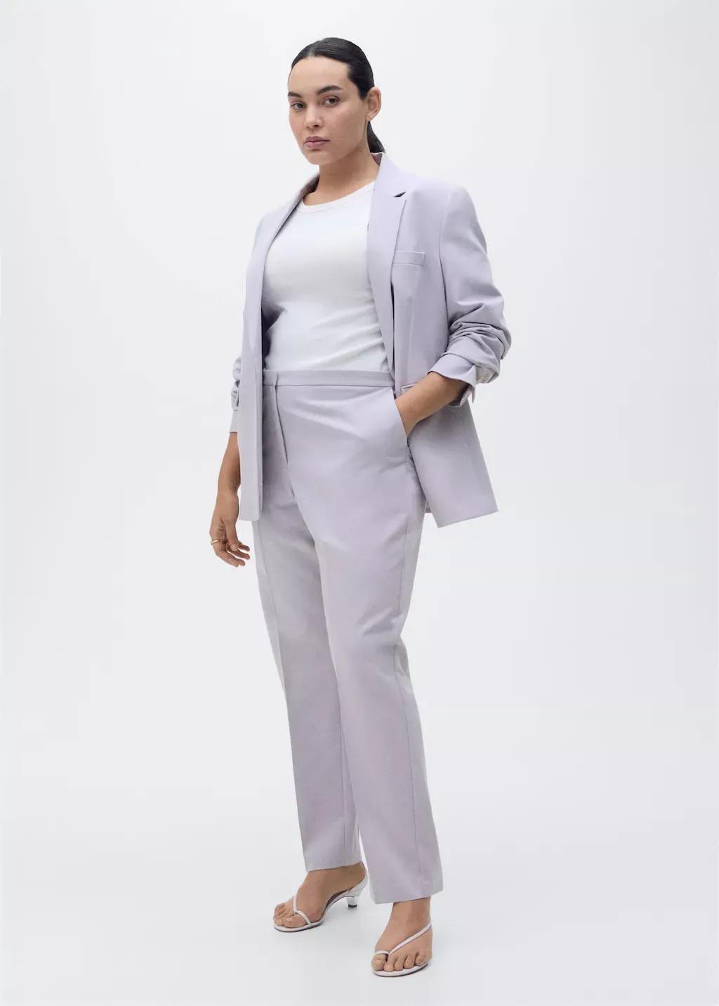 Purple Lt-Pastel Straight Suit Trousers, , large image number 3