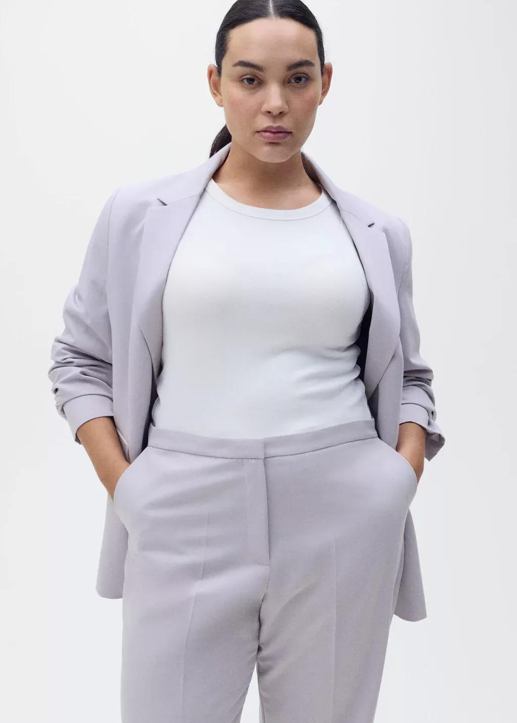Purple Lt-Pastel Straight Suit Trousers, , large image number 7