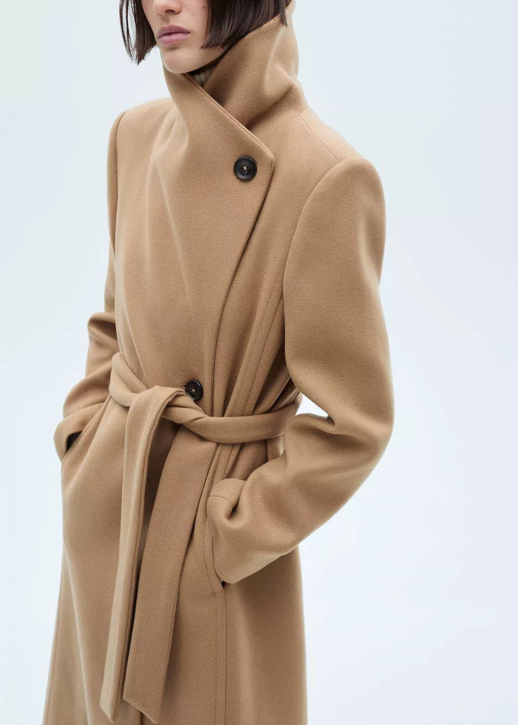 Brown Belted Manteco Wool Coat, , large image number 0
