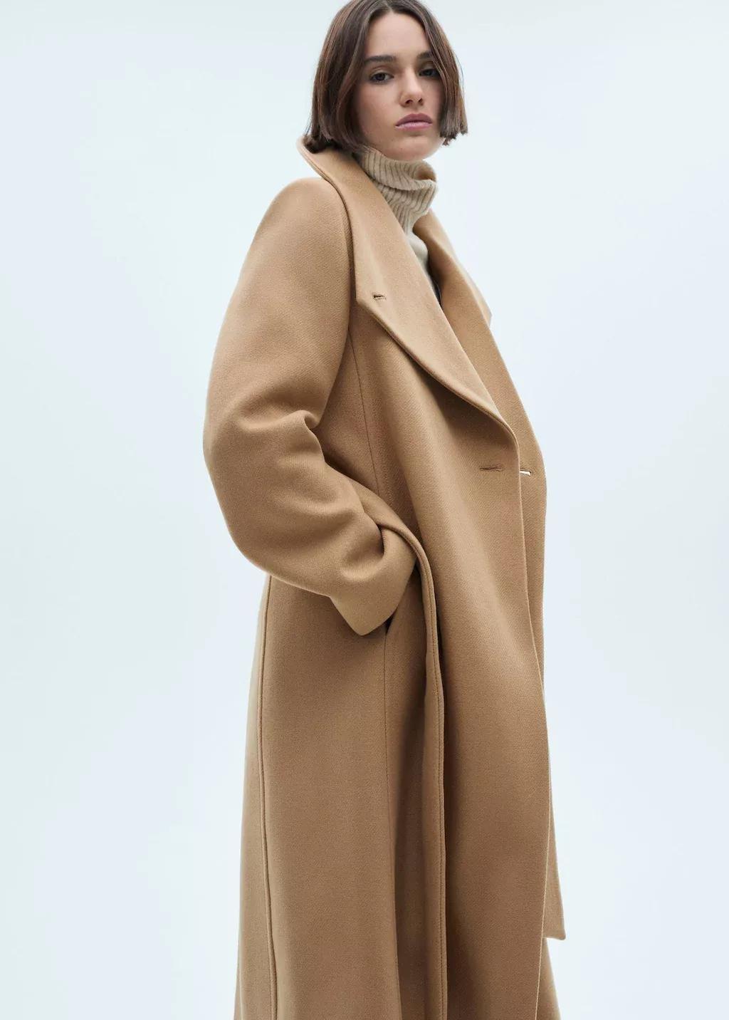 Brown Belted Manteco Wool Coat, , large image number 2