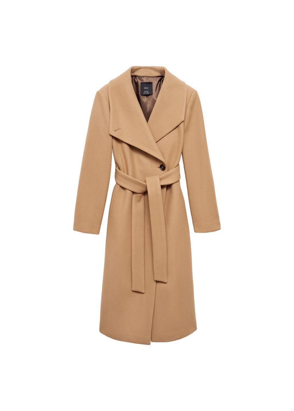 Brown Belted Manteco Wool Coat, , large image number 3