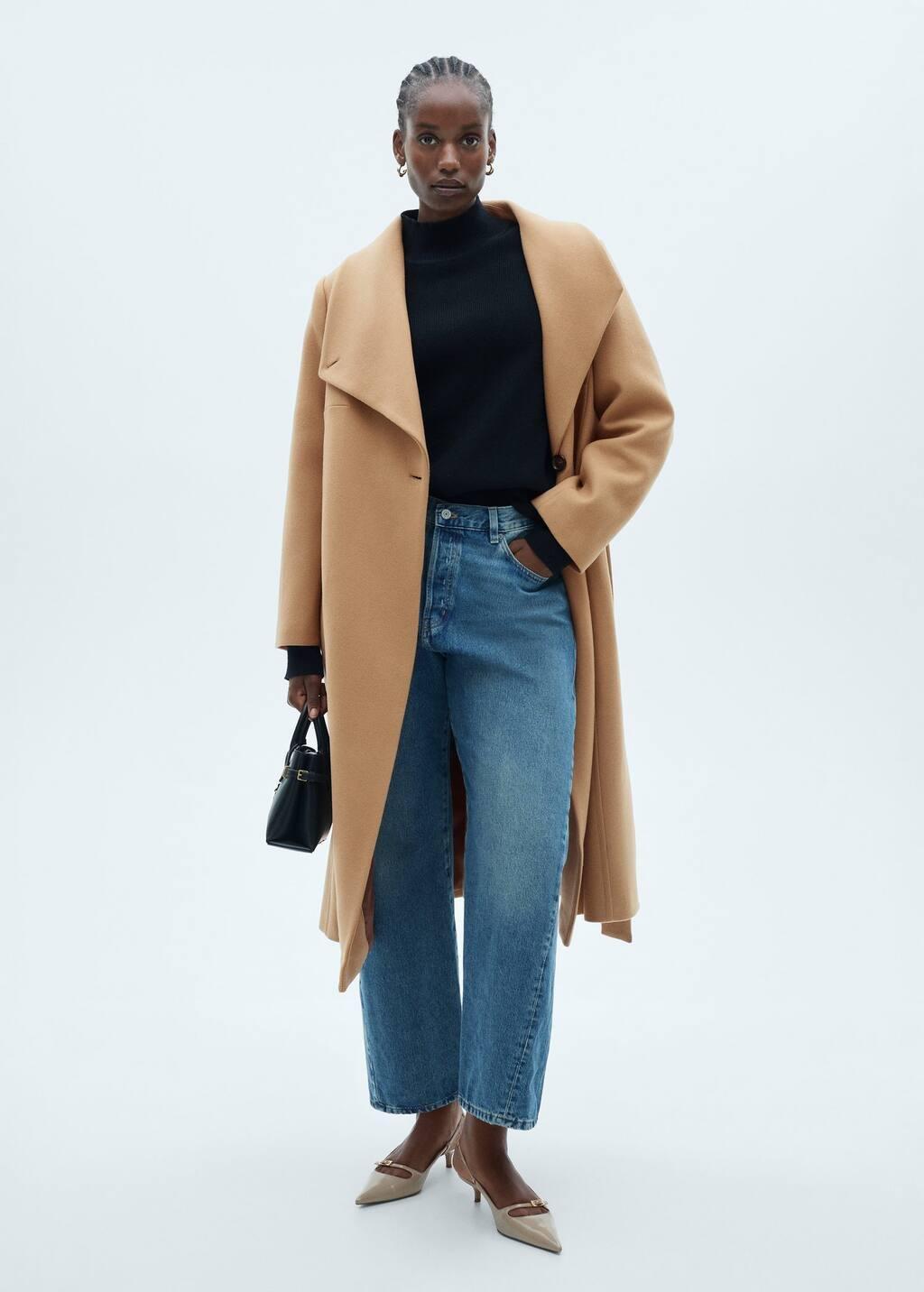 Brown Belted Manteco Wool Coat, , large image number 4
