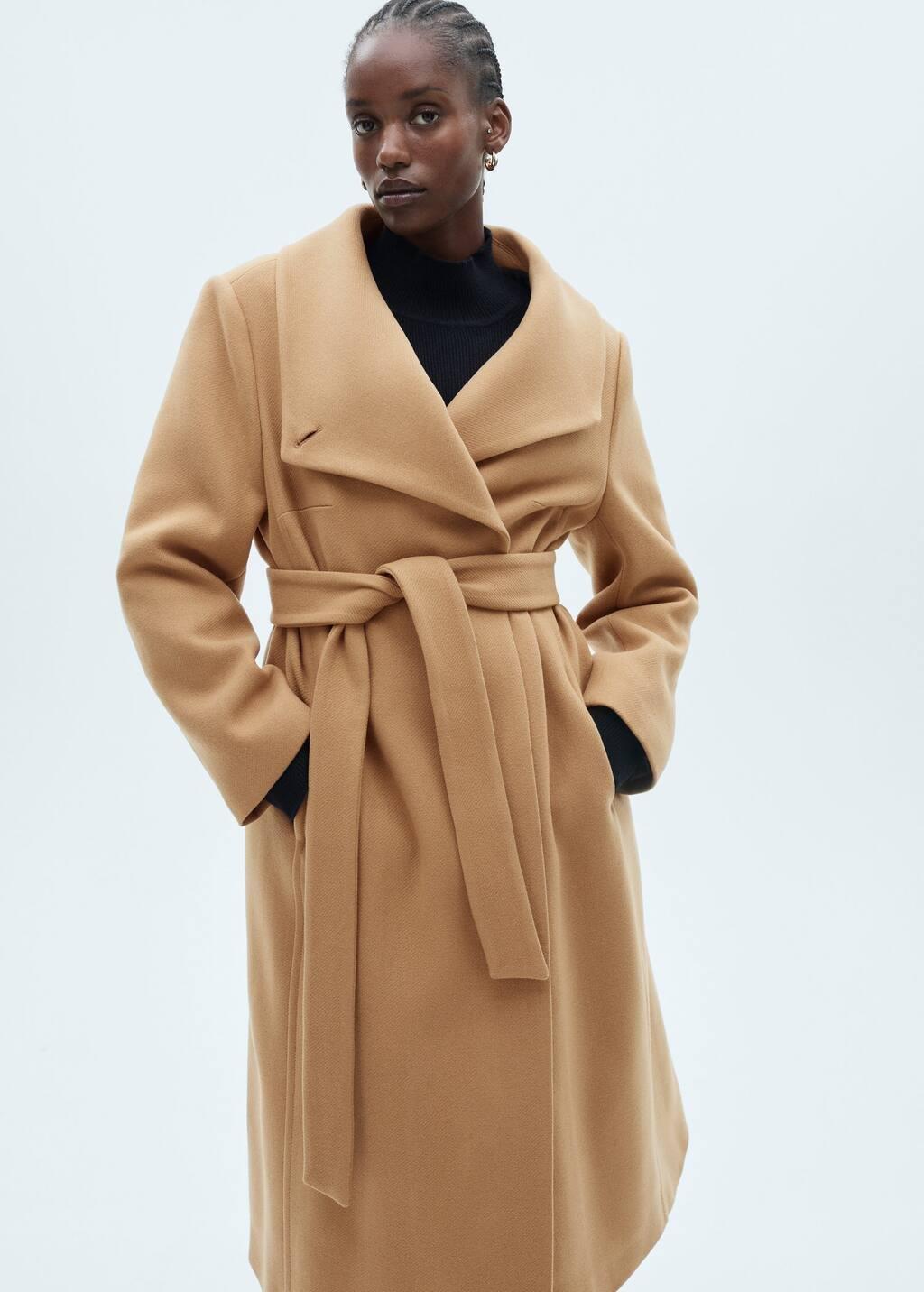 Brown Belted Manteco Wool Coat, , large image number 6