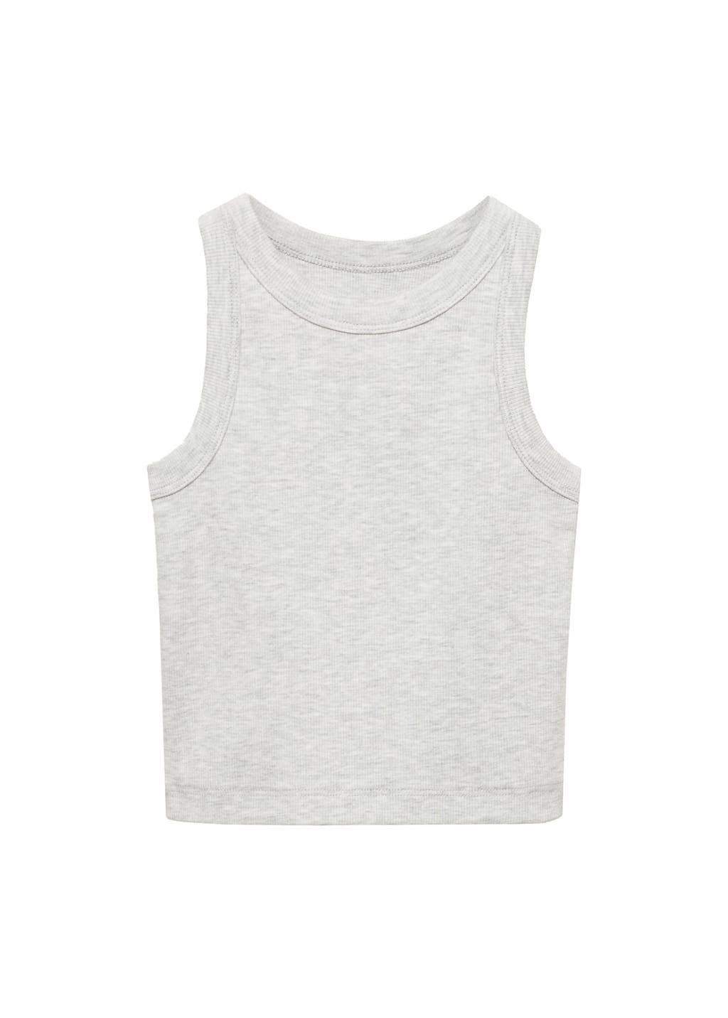 LT PASTEL GREY Knitted cropped top, Kids Girl, , large image number 0